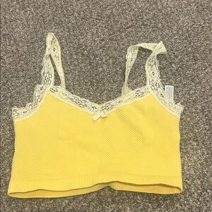 Urban Outfitters Yellow Lace Trim Tank Top
